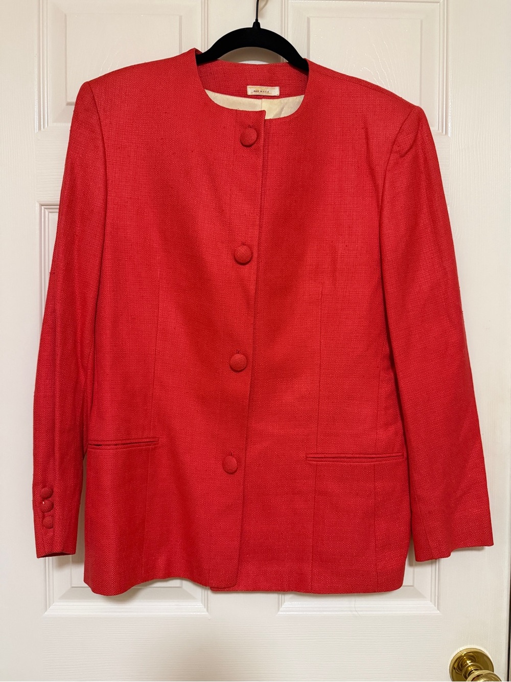 Vintage Barrie Pace Ltd Coral Linen Blend Blazer Jacket Minimalist USA Made